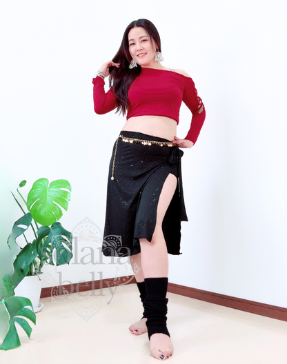 ベリーダンス　レッスン着　レッド／ブラック　LW0132RD