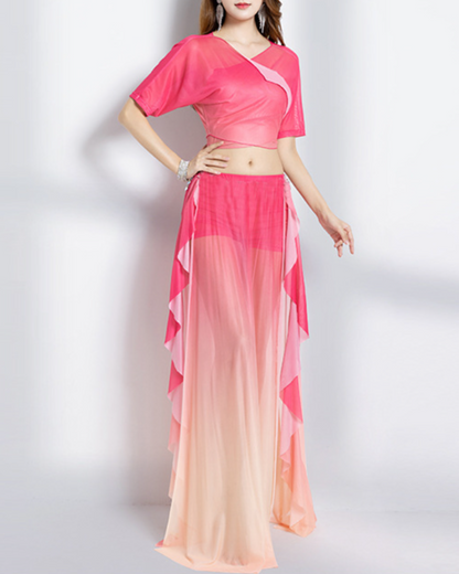 新品未使用】ベリーダンス セットアップ 衣装 サーモンピンク レッスン 新品未使用】ベリーダンス セットアップ 衣装 サーモンピンク レッスン